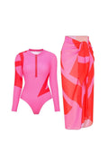 Colorblock Long Sleeve Surf Swimwear Set