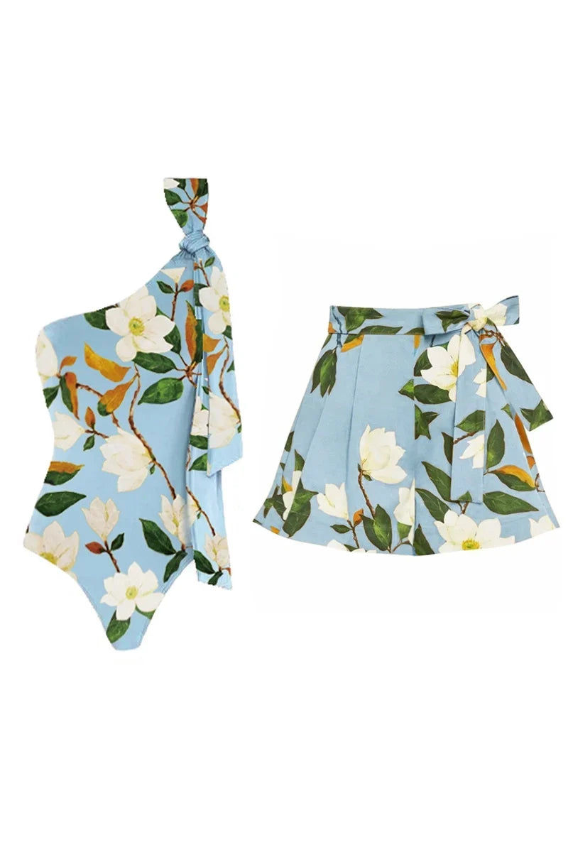 Fresh Flower One Piece Swimwear Set