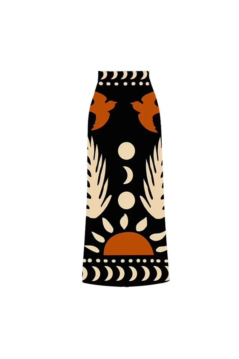 Graphic Print High-Waisted Swimsuit
