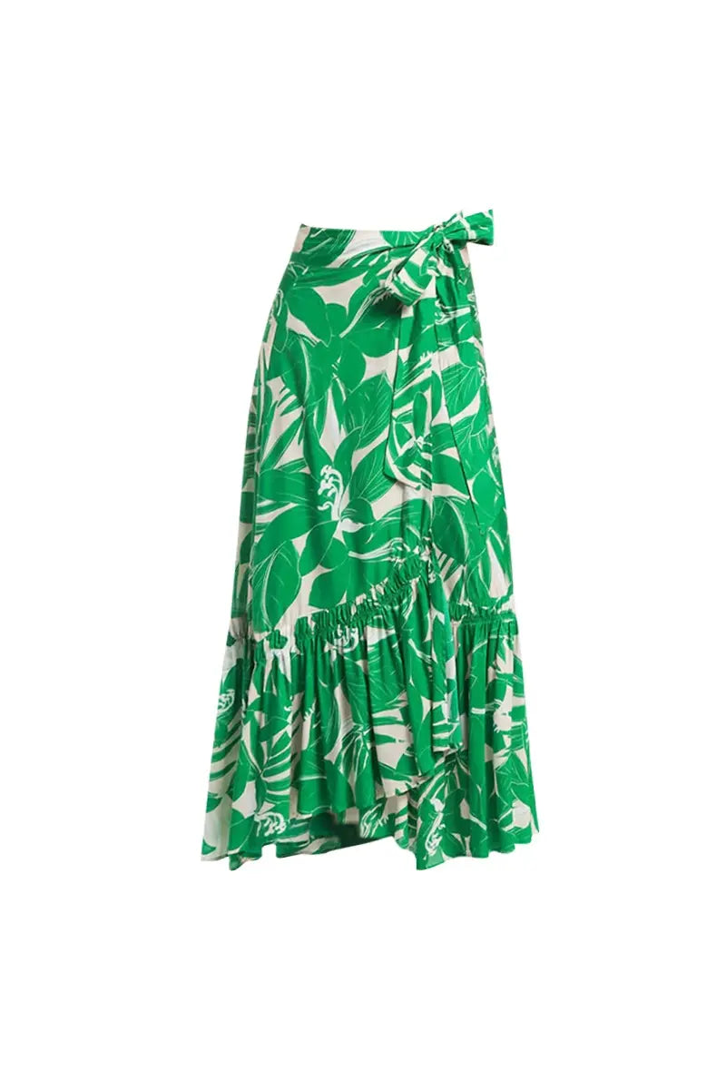 Green Halter Deep V One-Piece Swimwear Set