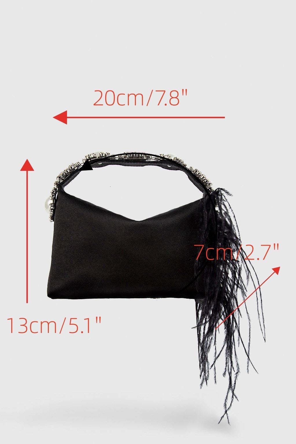 Modern Feather Diamante Satin Bento Bag