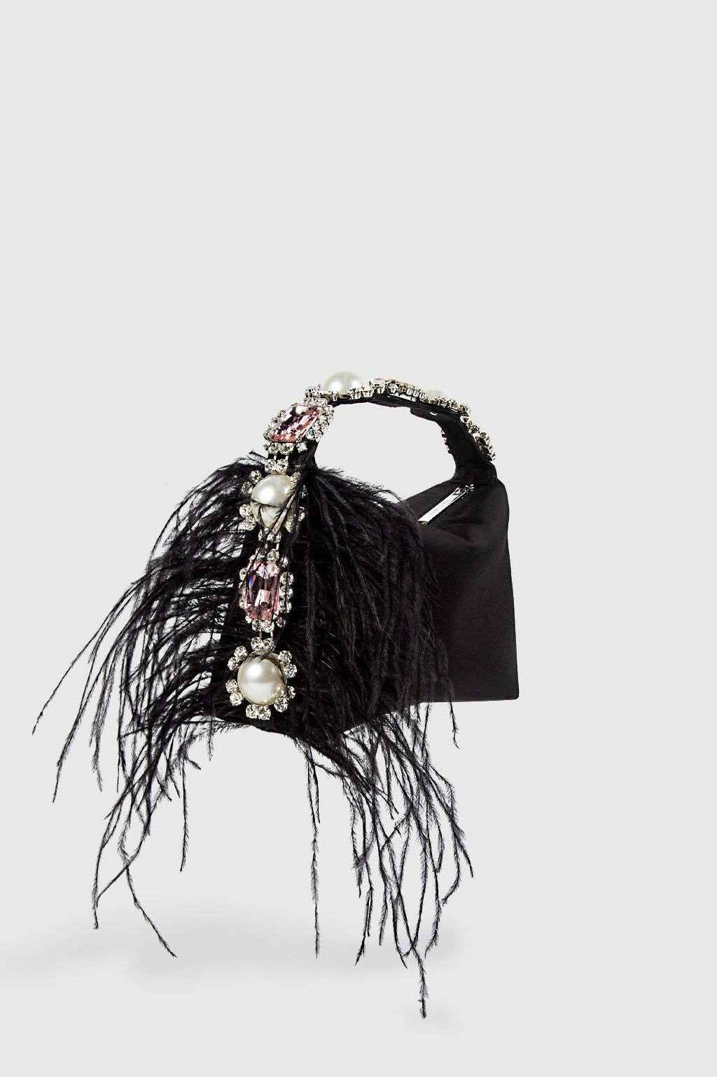 Modern Feather Diamante Satin Bento Bag