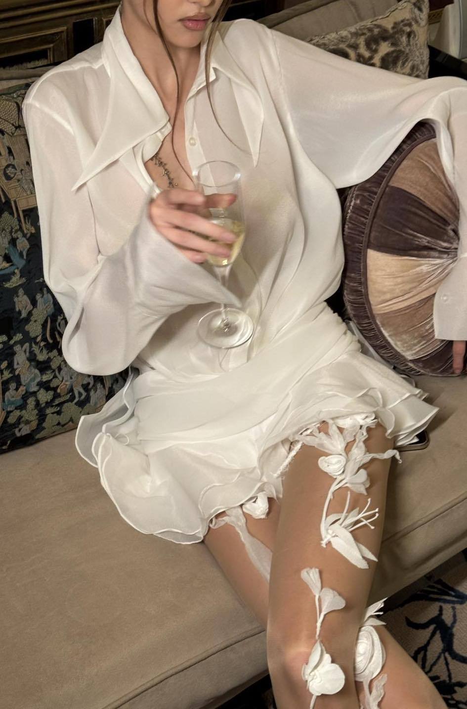 Modern Felicia Chiffon Mini Shirt Dress