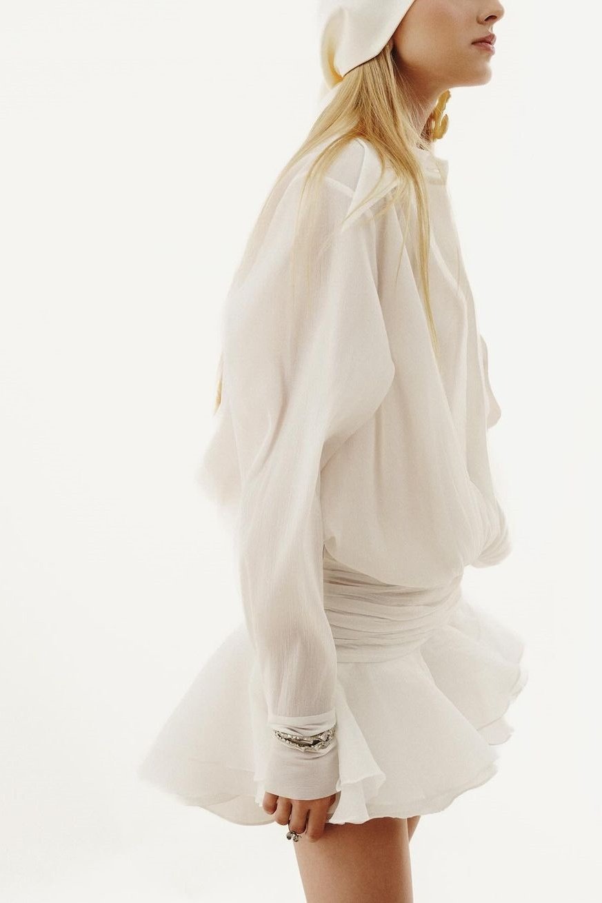 Modern Felicia Chiffon Mini Shirt Dress