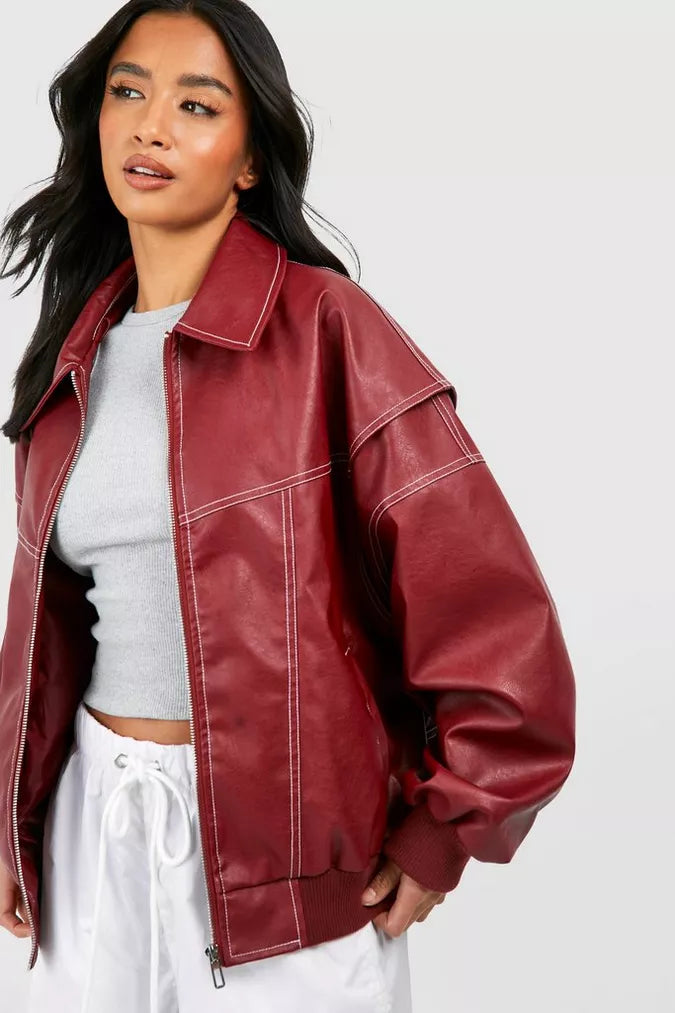 Oversized Leather Jacket in Urban Style