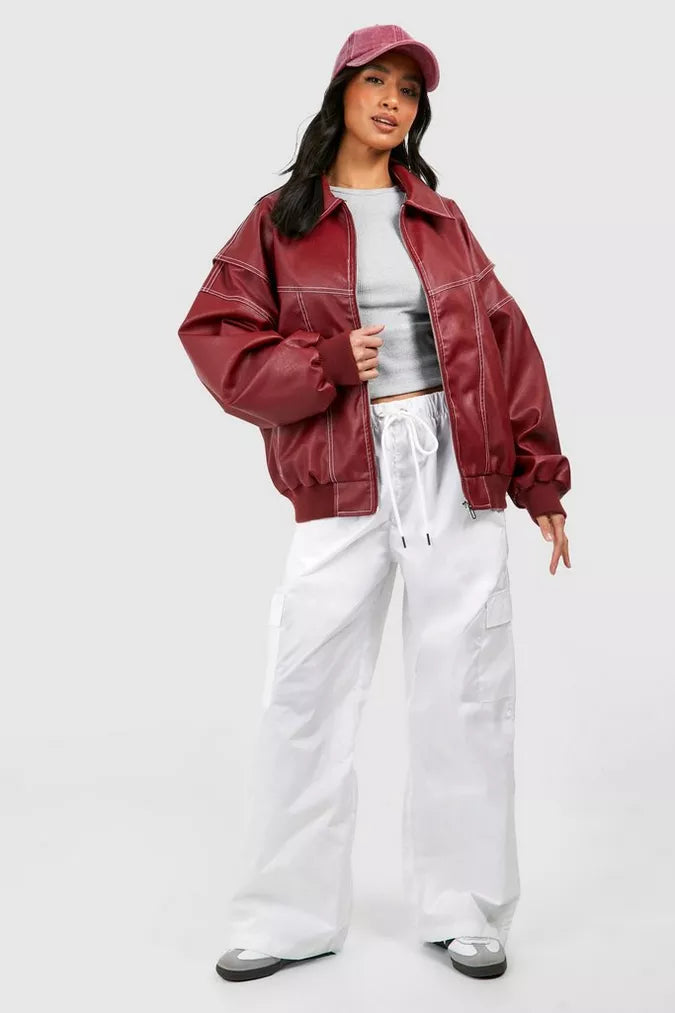 Oversized Leather Jacket in Urban Style