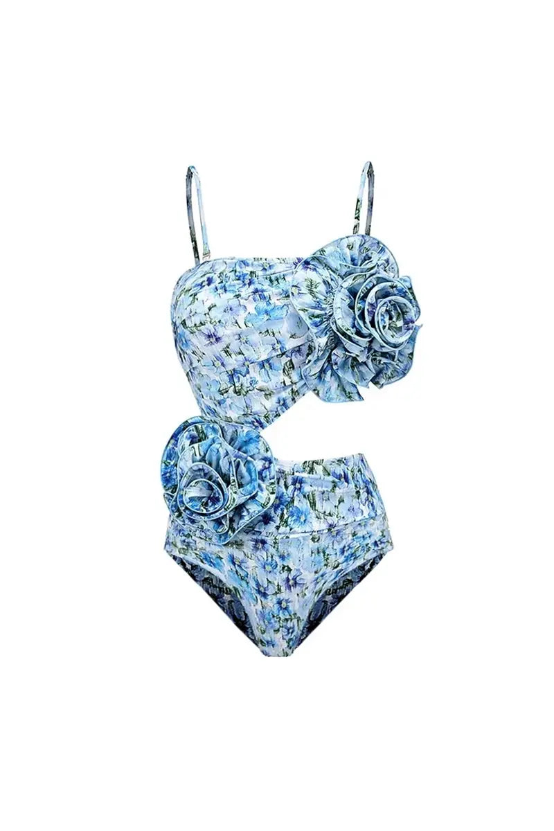 Halter Flower Strapless One-Piece Set