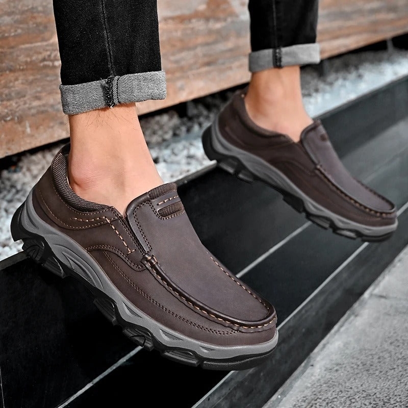 Cowhide Leather Loafers with Cushioned Insole