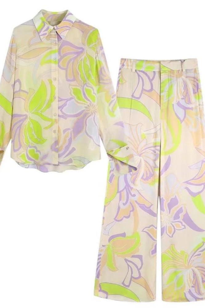 Flow Patterned Blouse Set