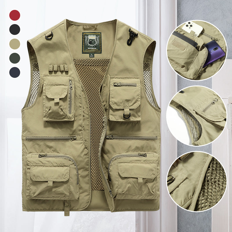 Wool Blend Vest with Multiple Pockets