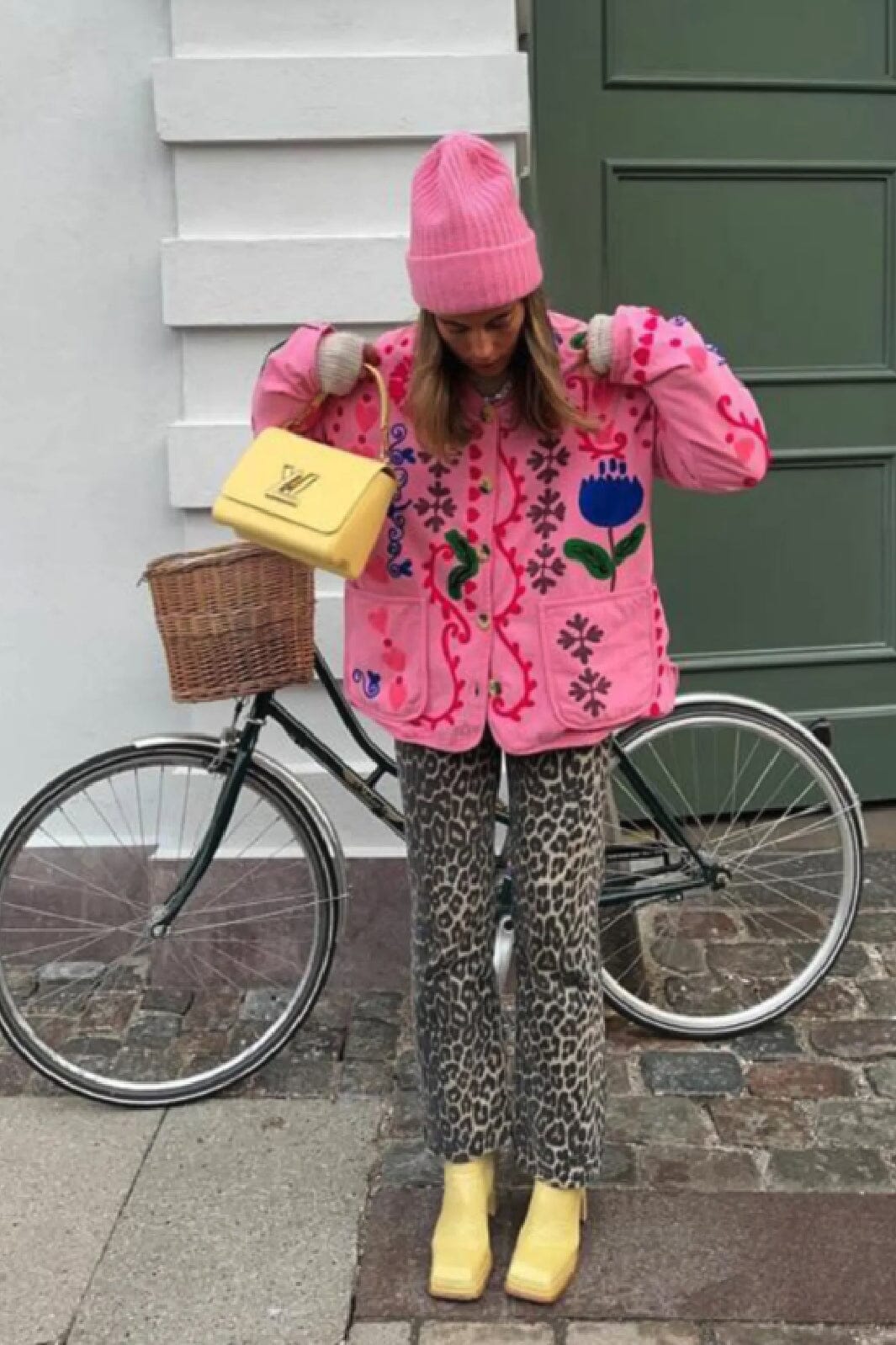 Cute Flower Print Pocket Jacket