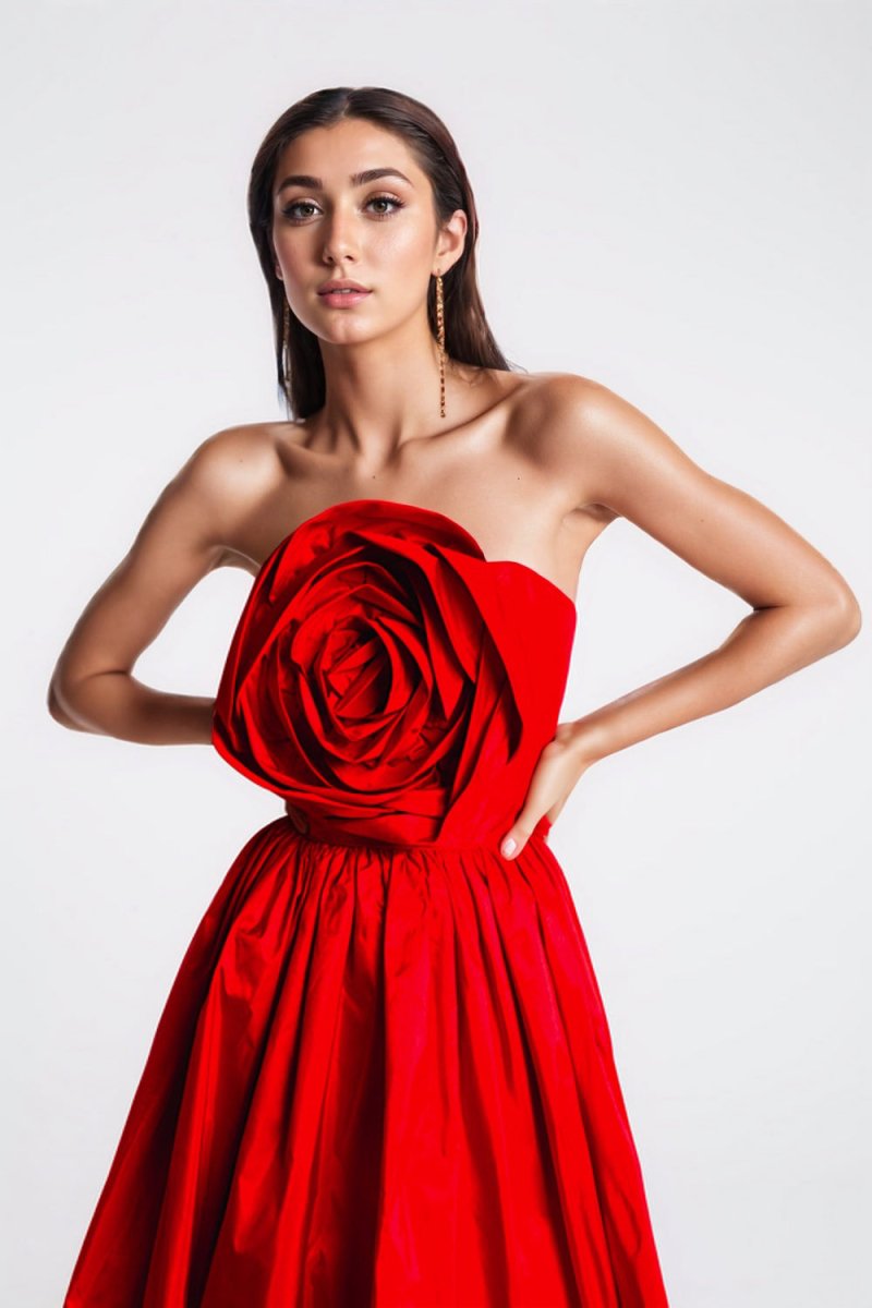 Frederica Flower Strapless Maxi-Length Dress