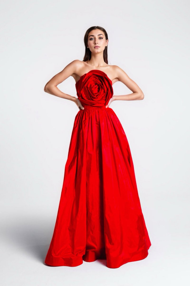 Frederica Flower Strapless Maxi-Length Dress