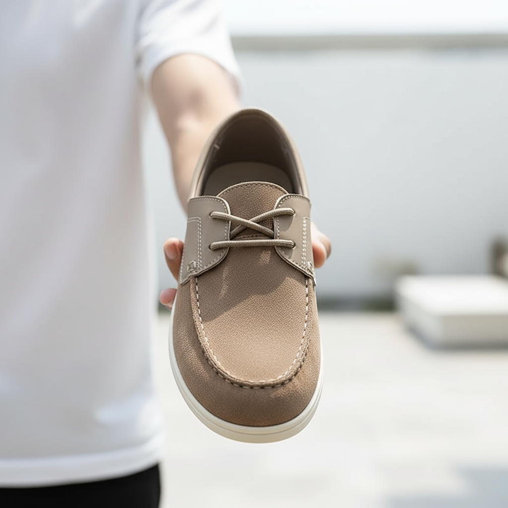 Suede Slip-On Shoes with Slip-Resistant Tread