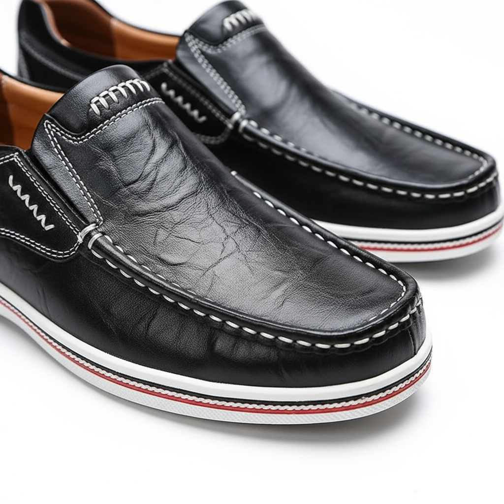 Full-Grain Leather Loafers with Contrast Stitching