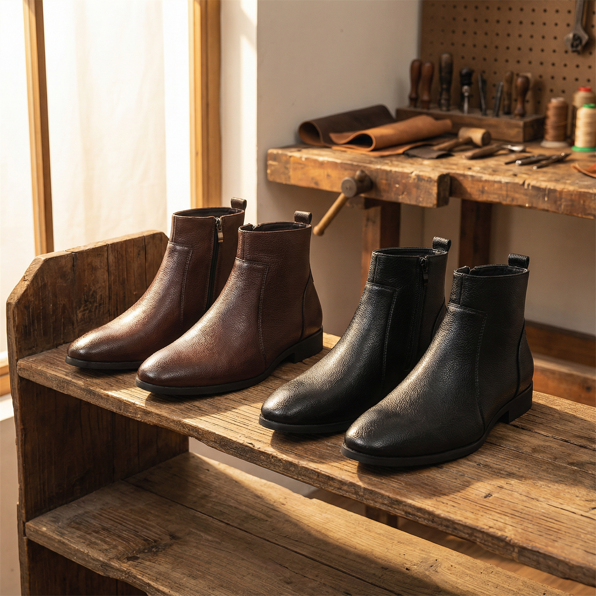 Full-Grain Leather Boots with Sturdy Sole