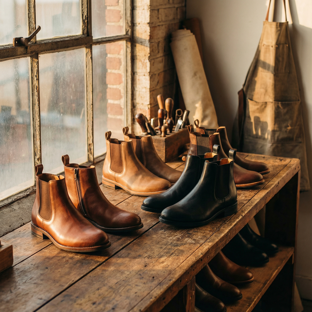 Full-Grain Leather Chelsea Boots with Side Zipper