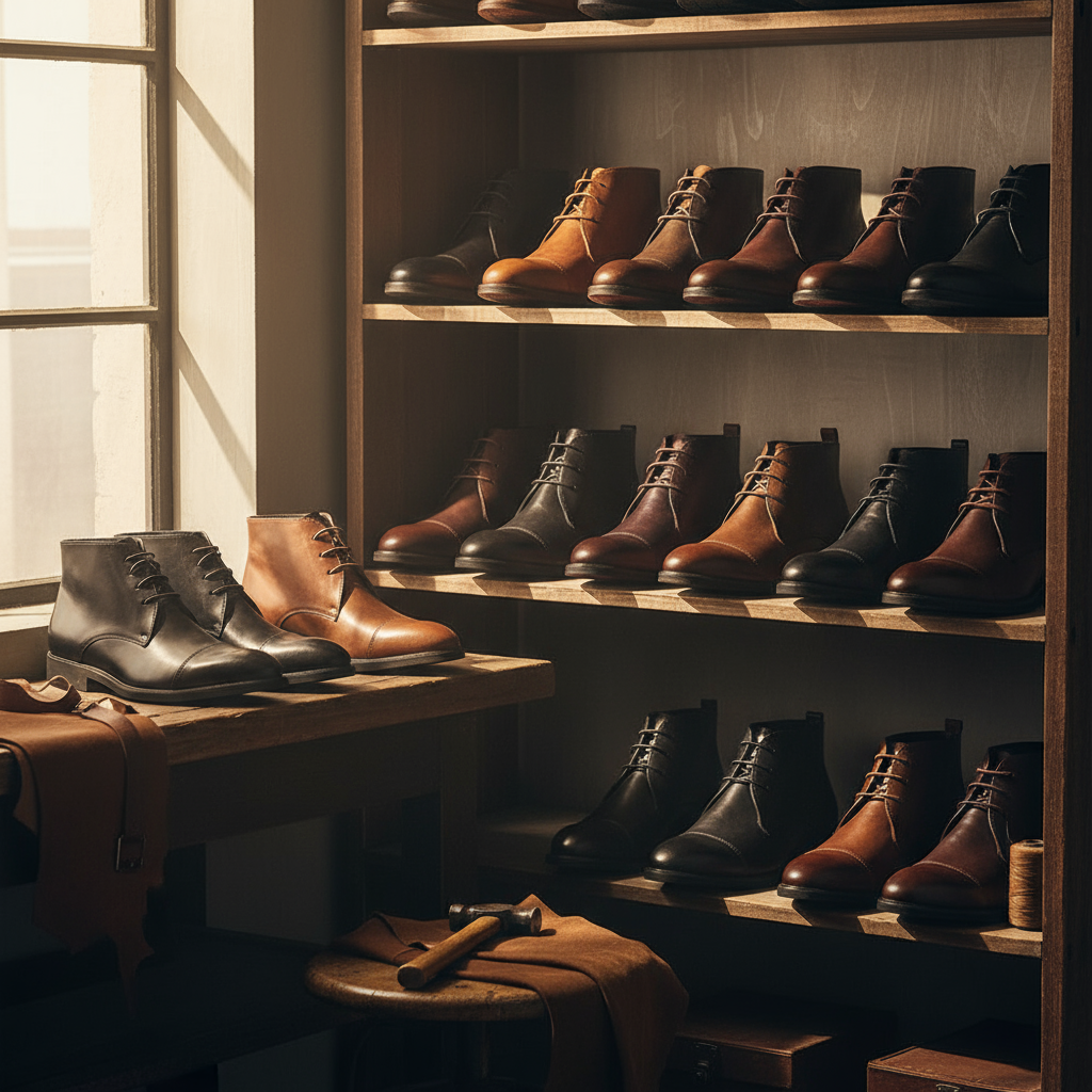 Full-Grain Leather Chukka Boots with Cap-Toe Detail