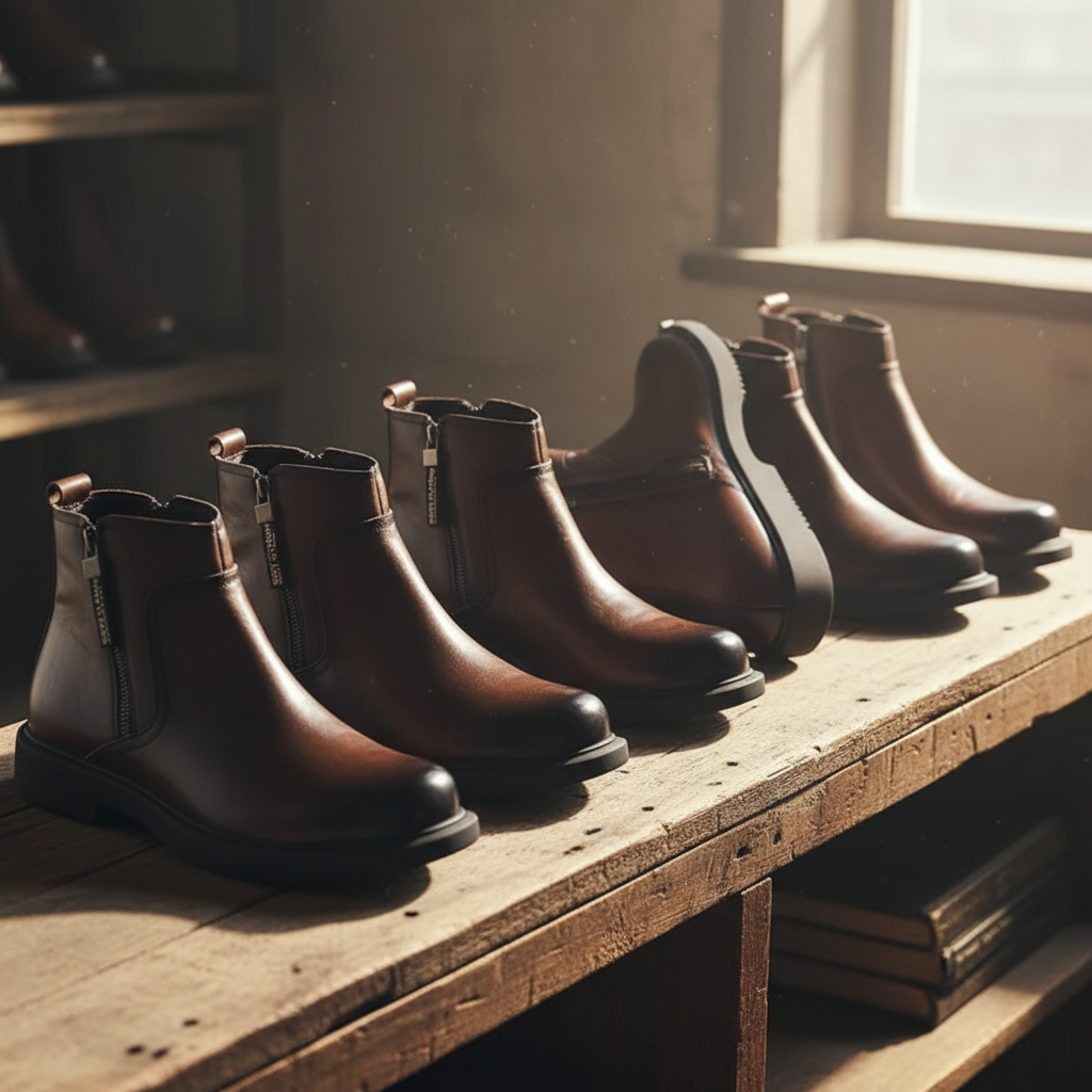 Cowhide Leather Boots with Reinforced Stitching