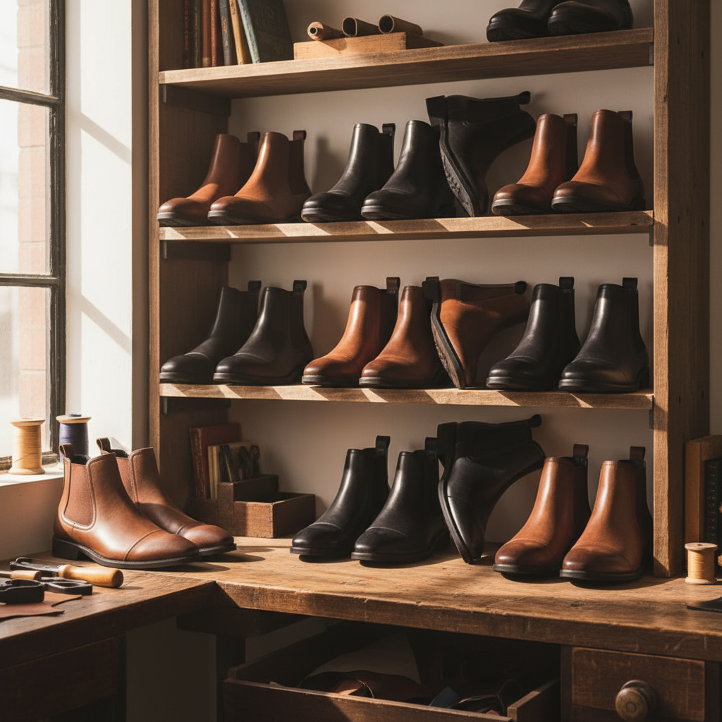 Full-Grain Leather Chelsea Boots with Cap-Toe Detail