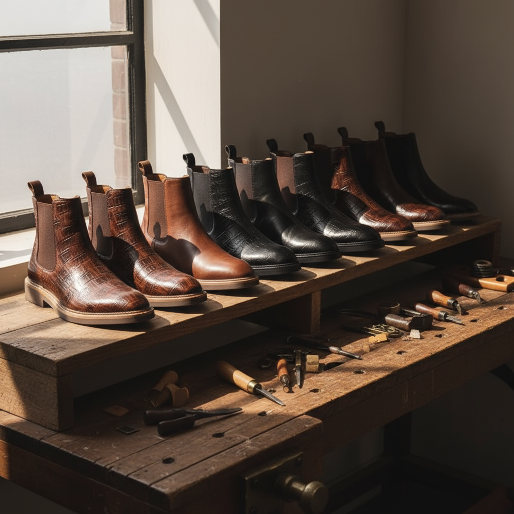Full-Grain Leather Chelsea Boots with Rubber Sole