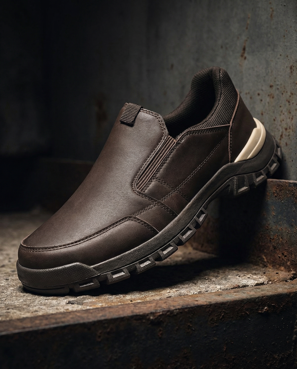Leather Slip-On Shoes with Lug Sole