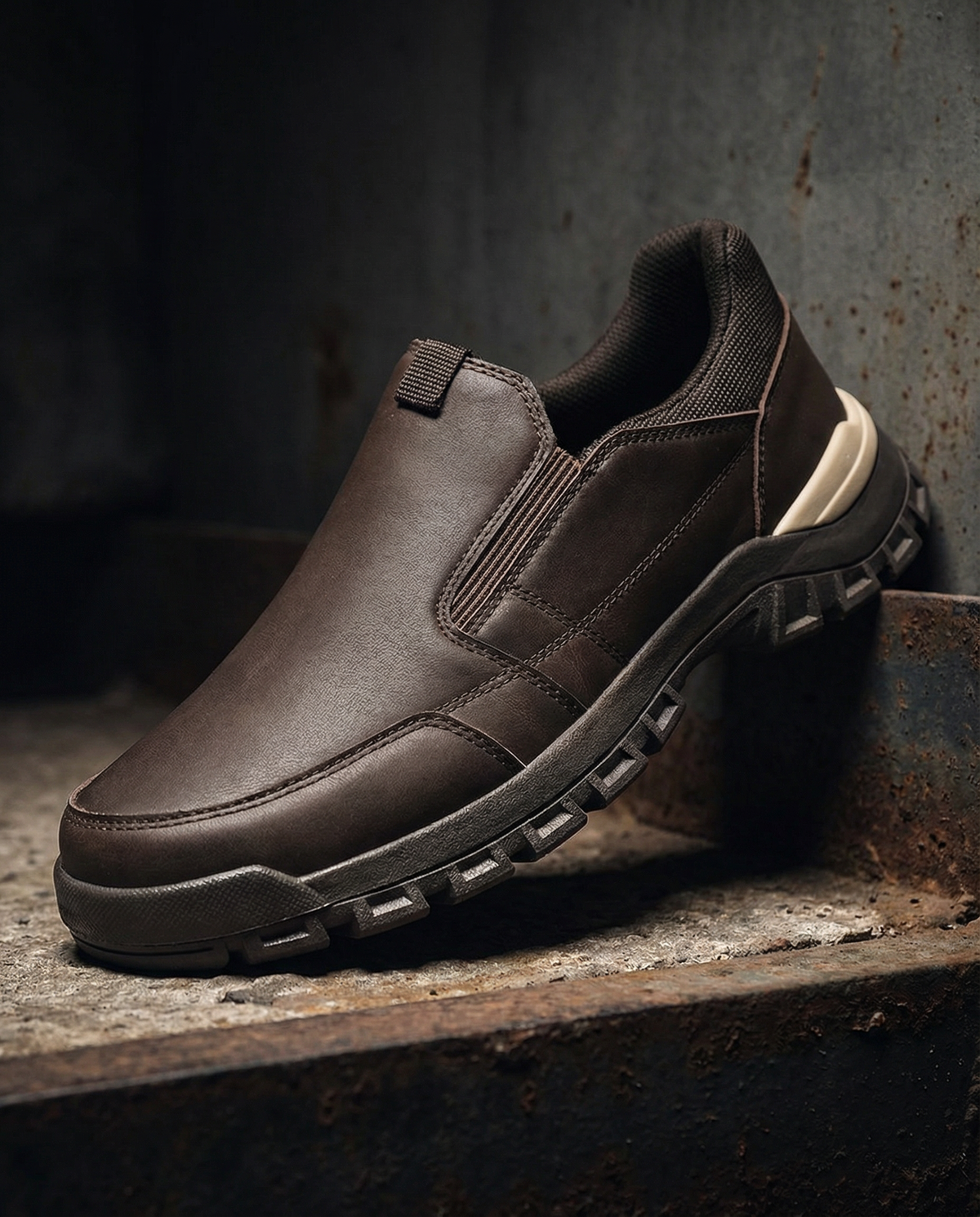 Leather Slip-On Shoes with Lug Sole