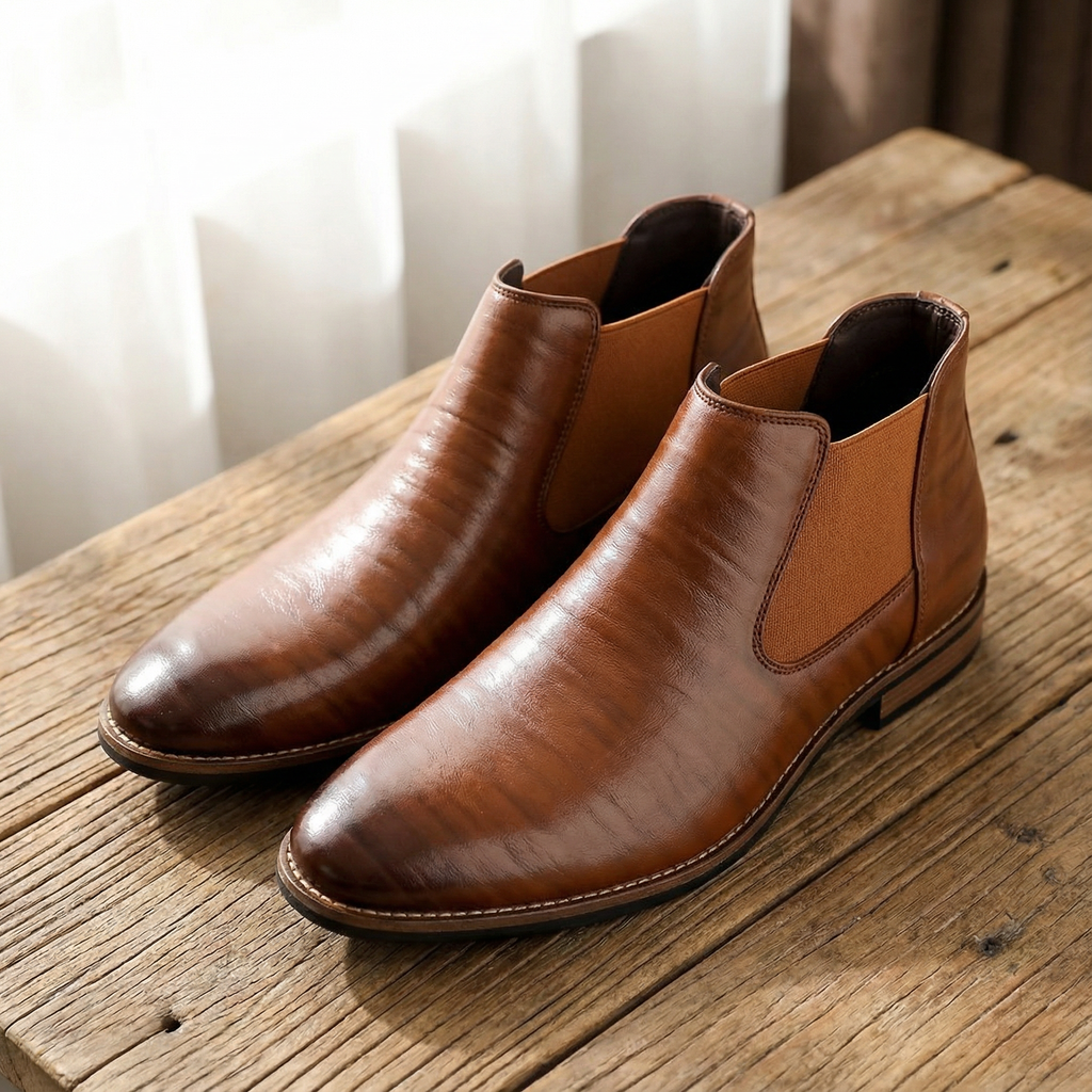 Polished Leather Chelsea Boots with Smooth Finish