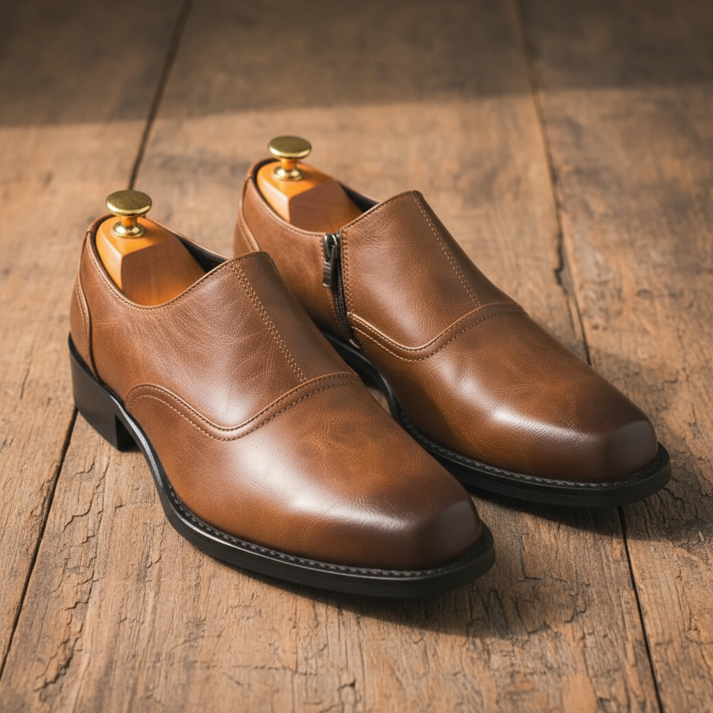Full-Grain Leather Boots with Rubber Sole