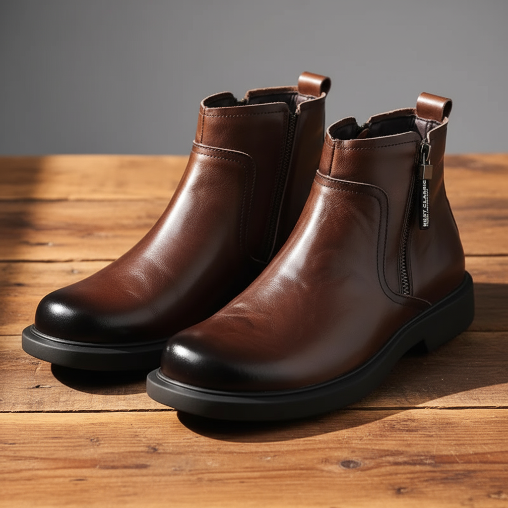 Cowhide Leather Boots with Reinforced Stitching
