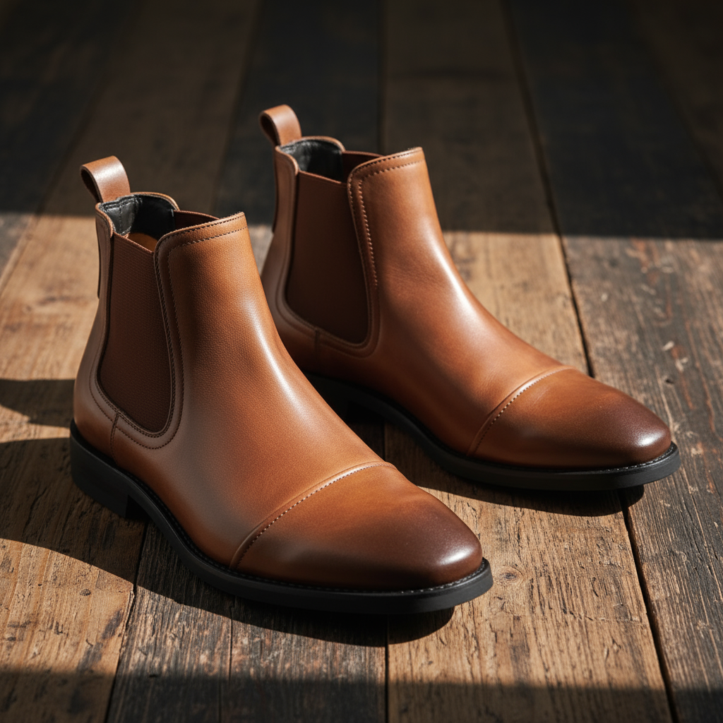 Full-Grain Leather Chelsea Boots with Cap-Toe Detail