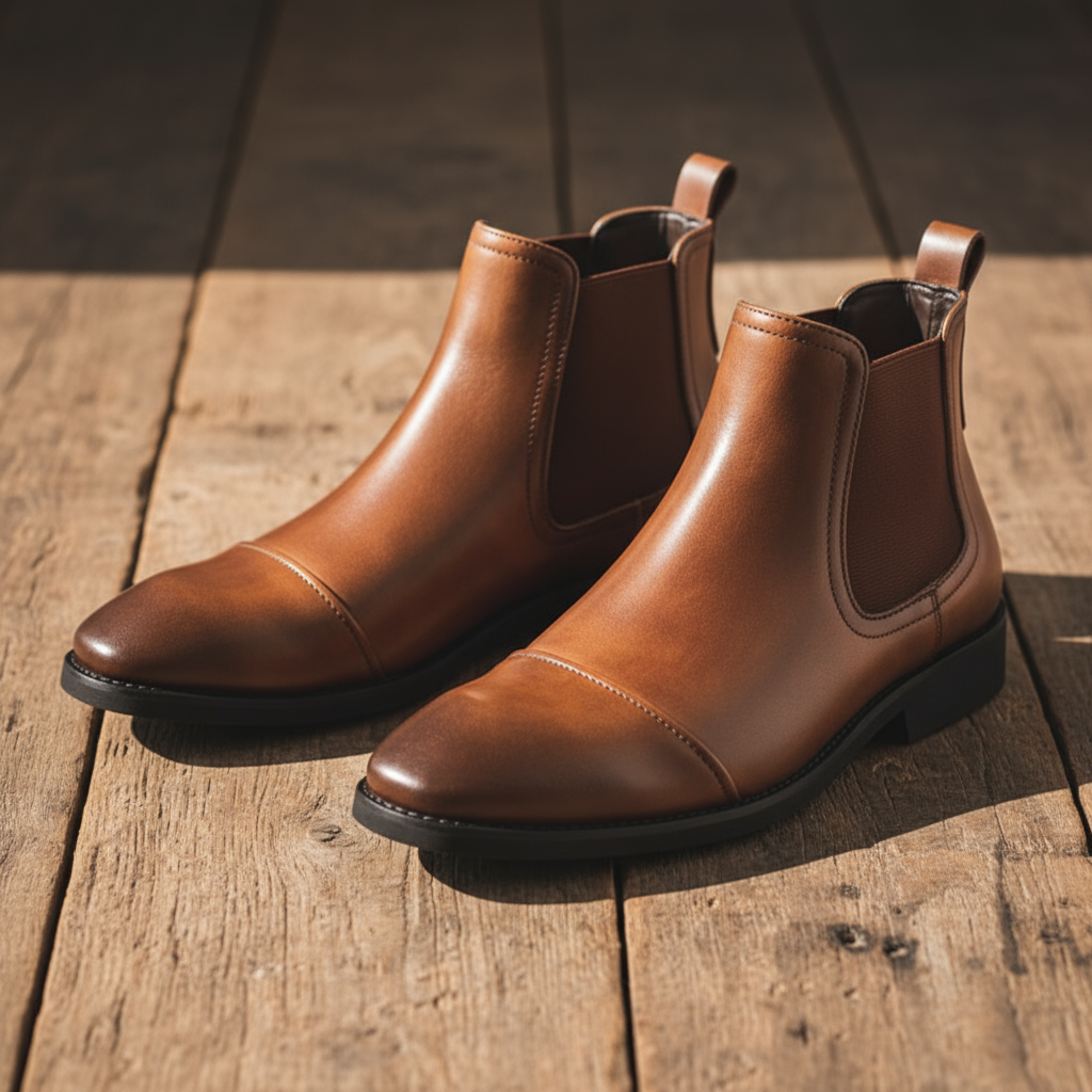 Full-Grain Leather Chelsea Boots with Cap-Toe Detail