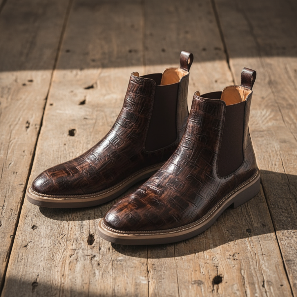 Full-Grain Leather Chelsea Boots with Rubber Sole