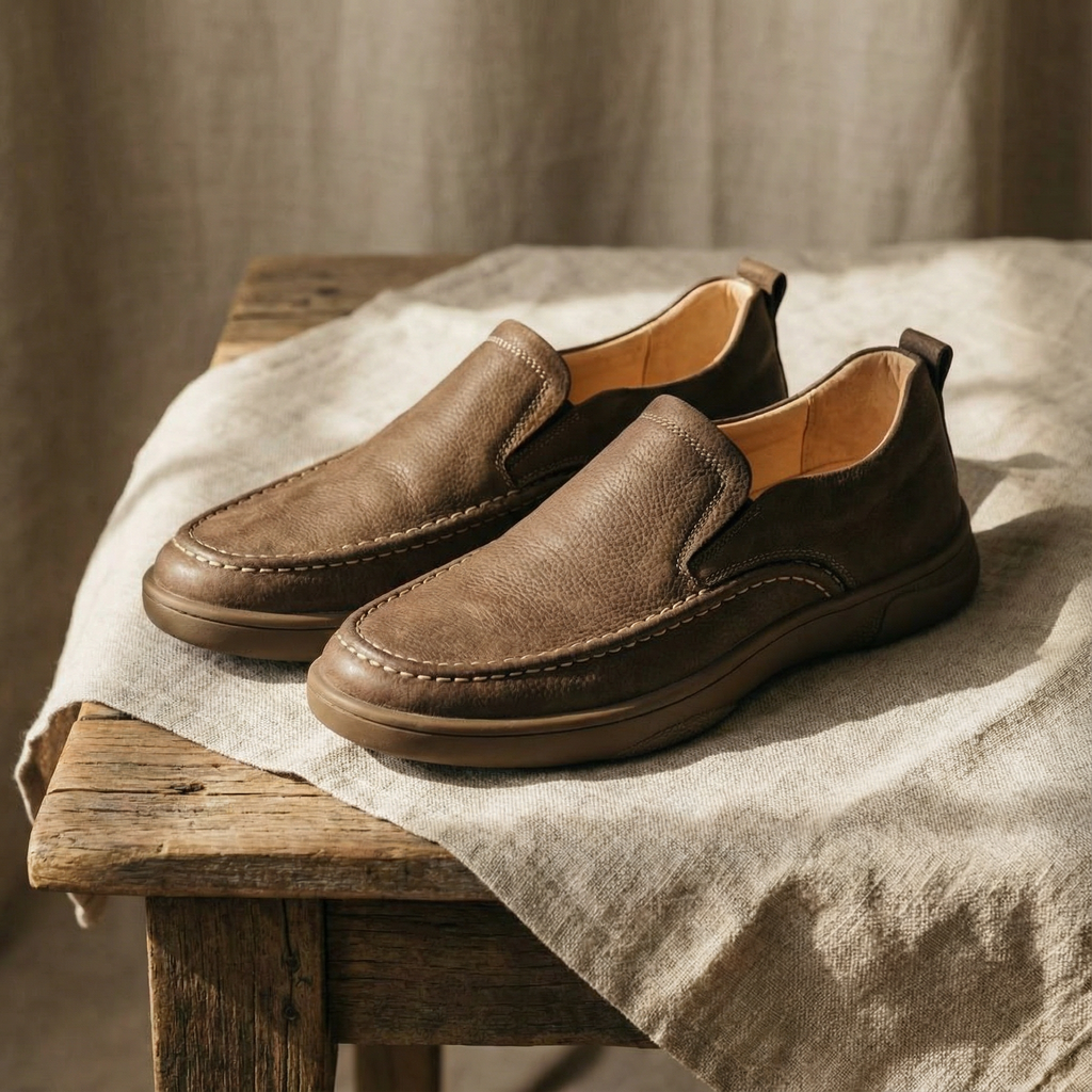 Cowhide Leather Loafers with Broken-In Comfort