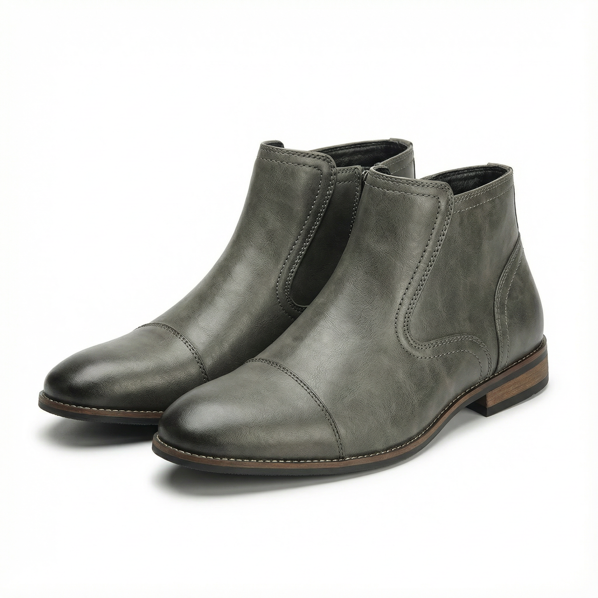 Chelsea Boots with Cap-Toe Detail