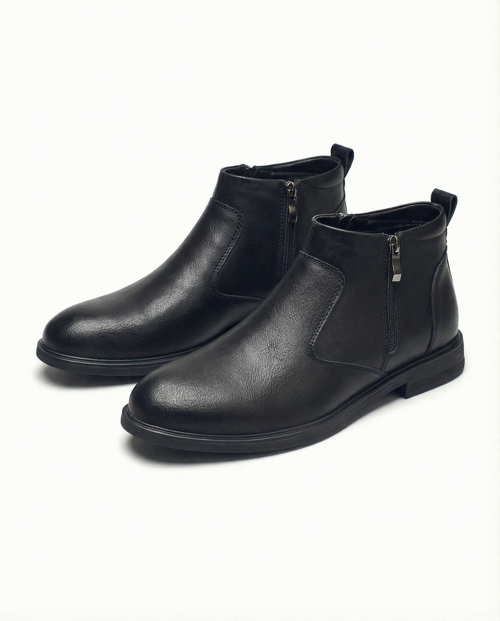 Cowhide Leather Chelsea Boots with Side Zipper