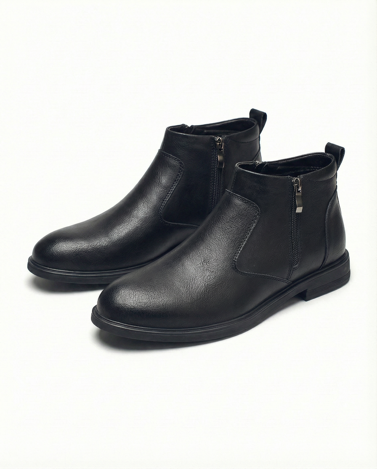 Cowhide Leather Chelsea Boots with Side Zipper