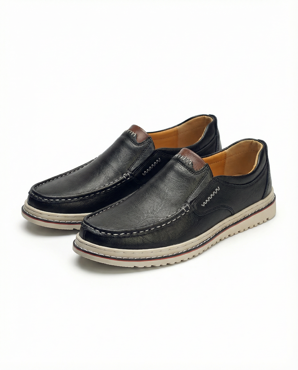 Leather Slip-On Shoes with Precision Stitching