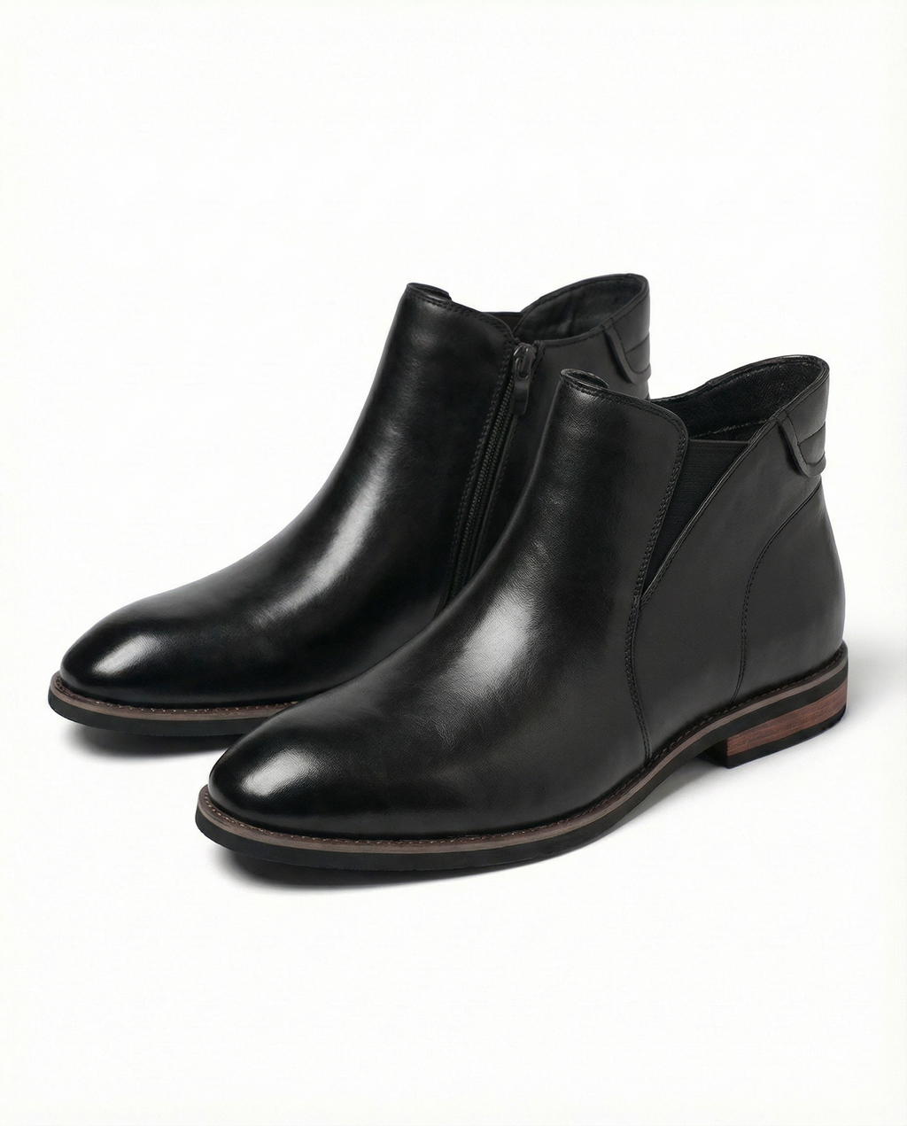 Leather Chelsea Boots with Side Zipper