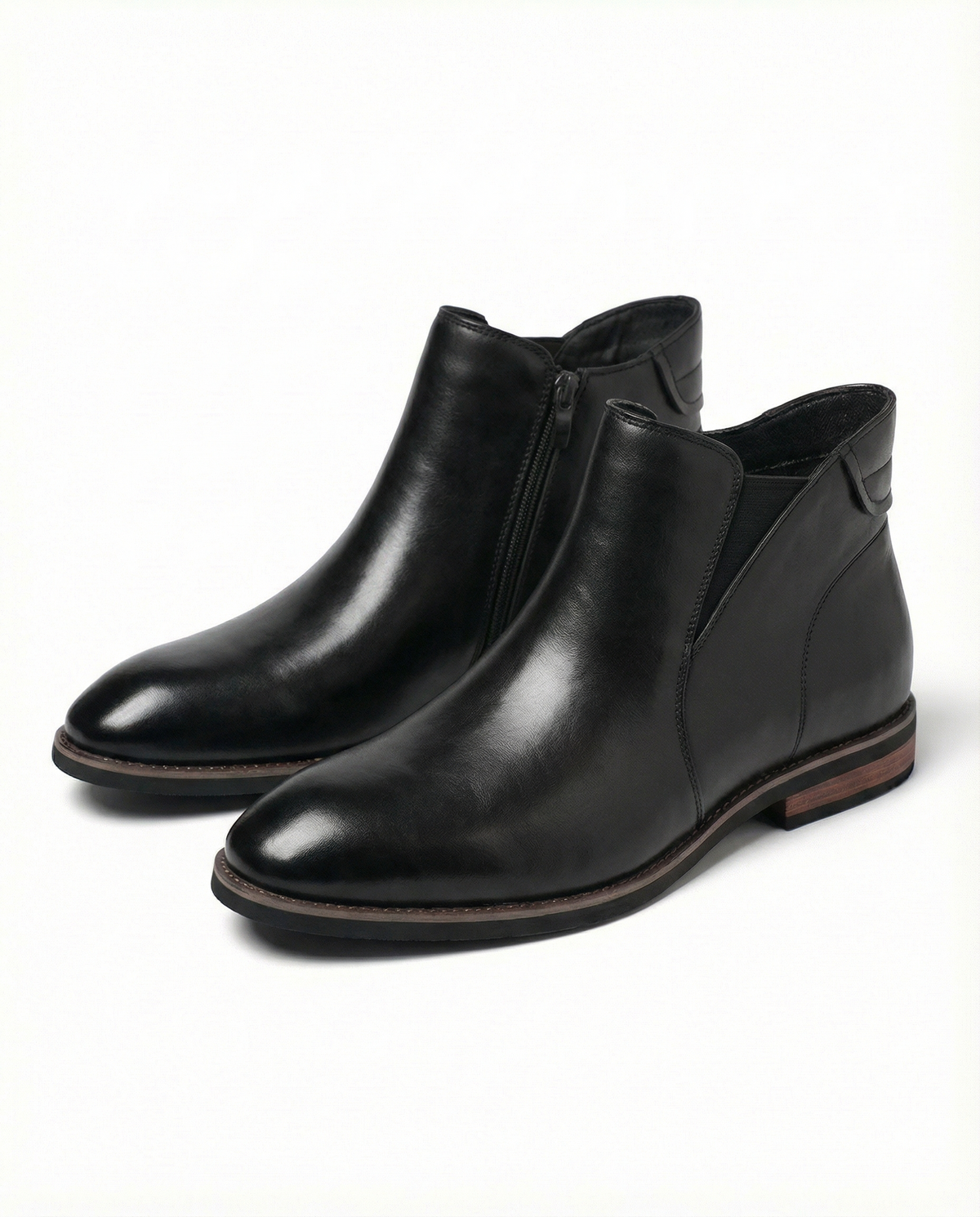 Leather Chelsea Boots with Side Zipper
