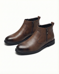 Cowhide Leather Chelsea Boots with Side Zipper