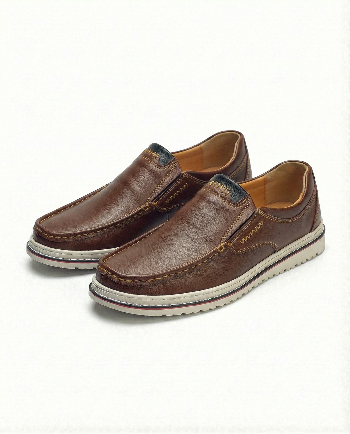 Leather Slip-On Shoes with Precision Stitching
