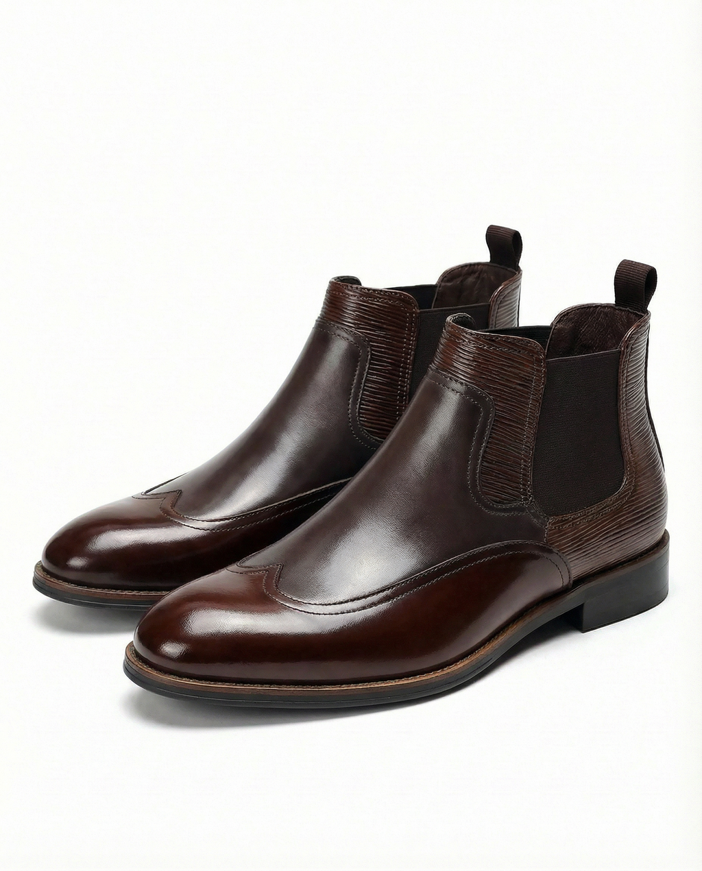Cowhide Leather Chelsea Boots with Sturdy Sole