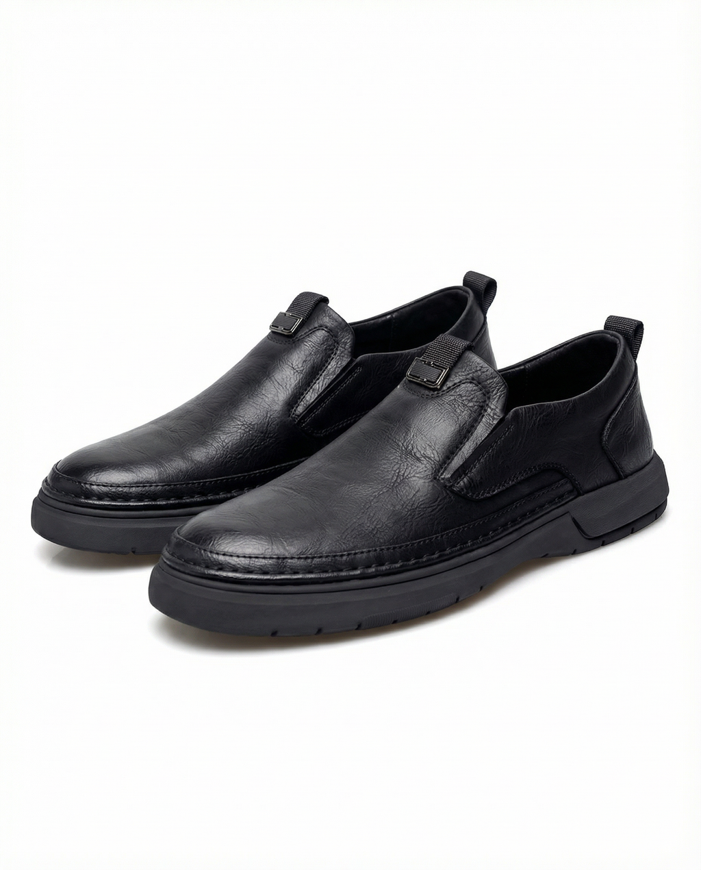 Full-Grain Leather Slip-On Shoes with Sturdy Sole