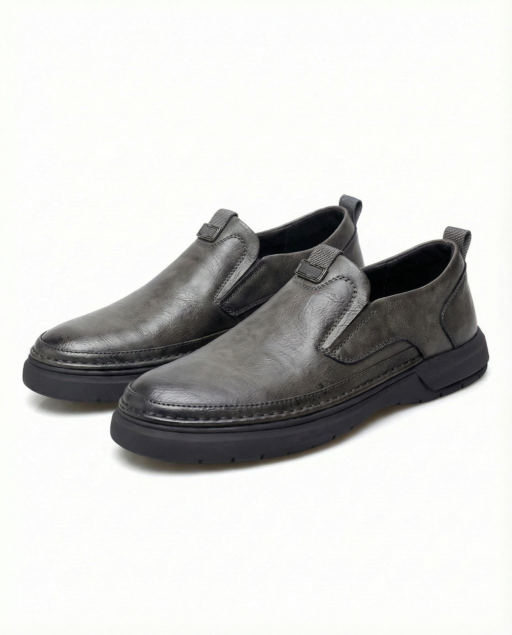Full-Grain Leather Slip-On Shoes with Sturdy Sole