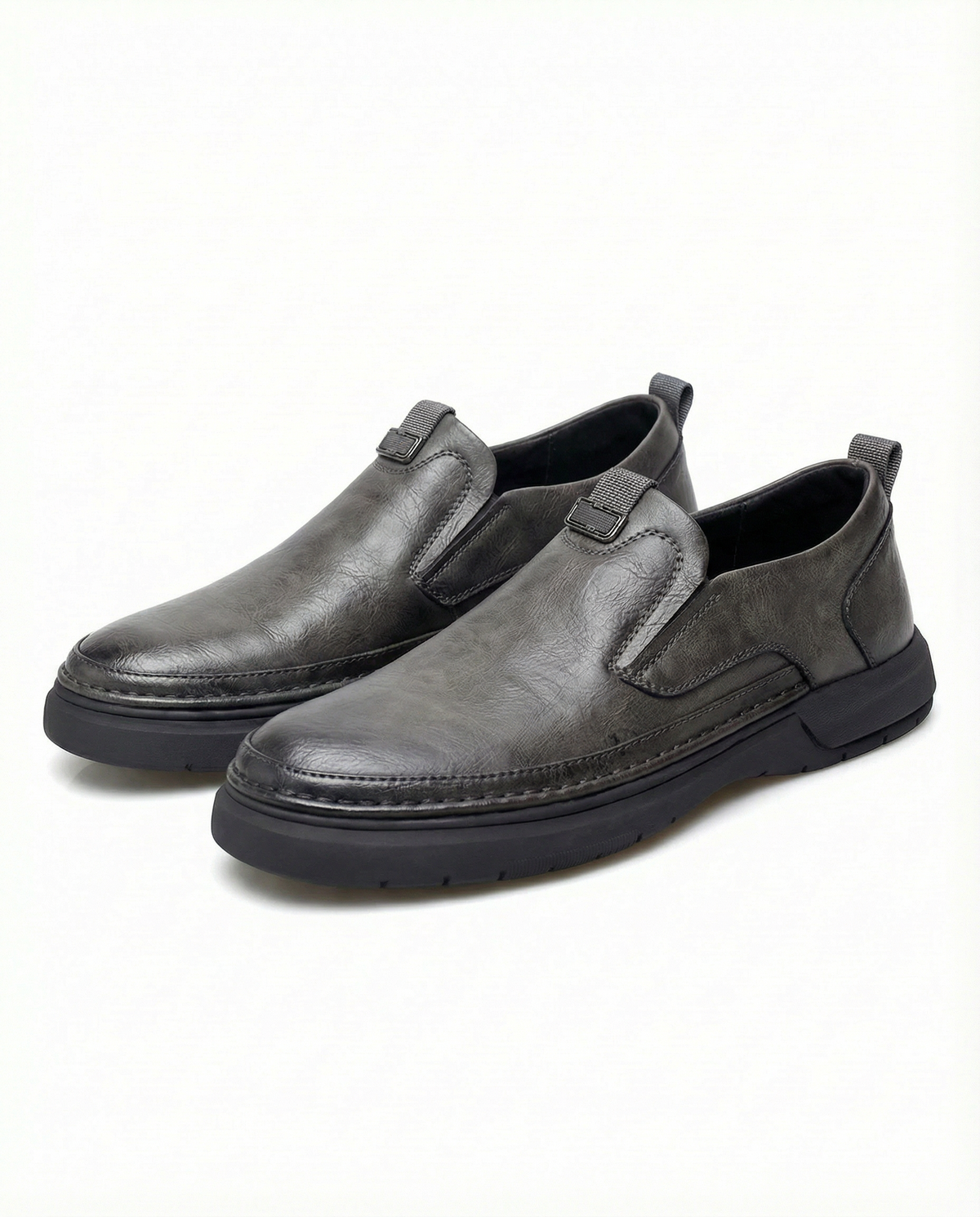 Full-Grain Leather Slip-On Shoes with Sturdy Sole