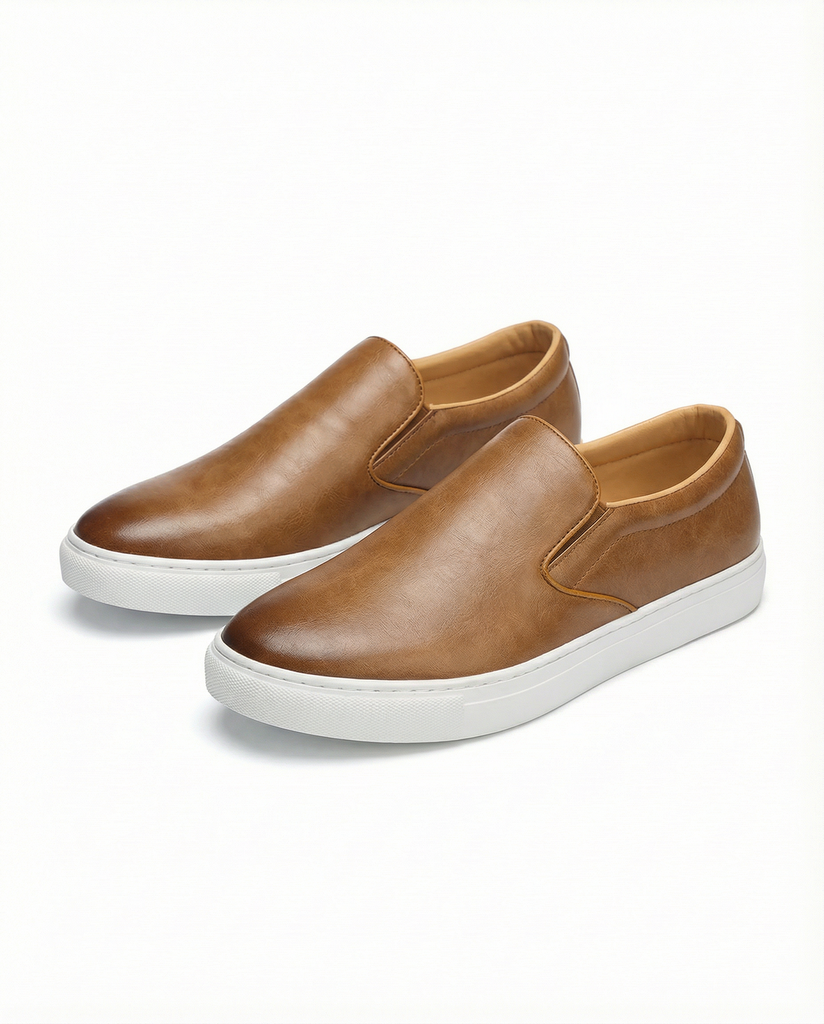 Leather Slip-On Shoes with Rubber Sole
