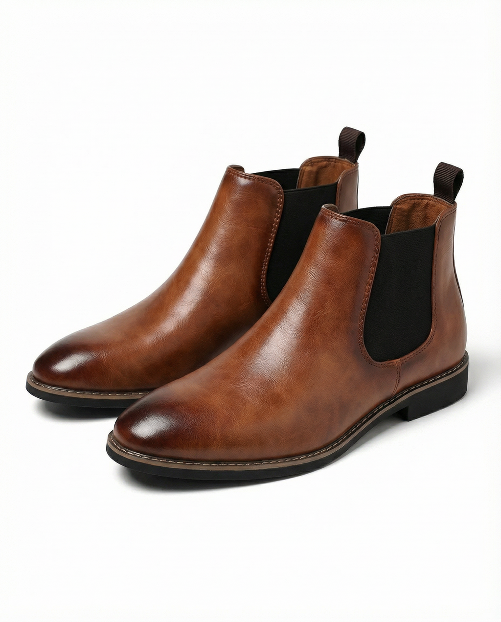 Leather Chelsea Boots with Elastic Side Panels and Broken-In Comfort