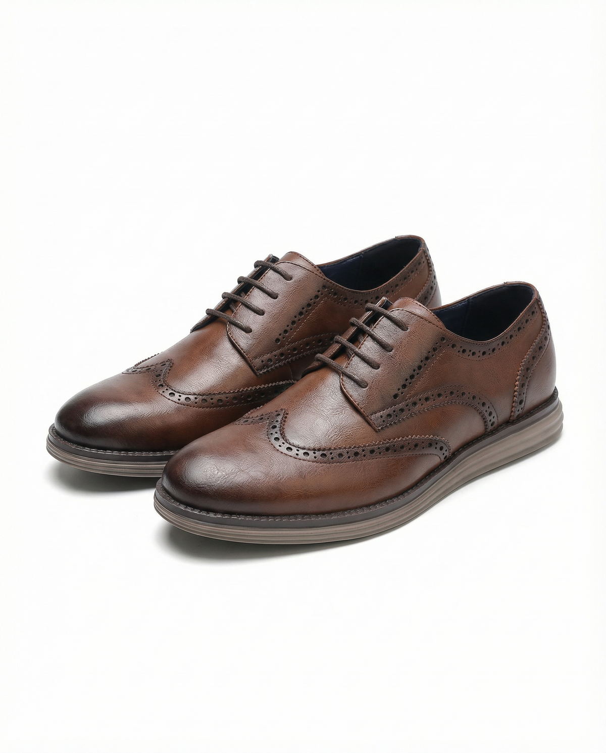 Leather Oxford Shoes with Sturdy Sole