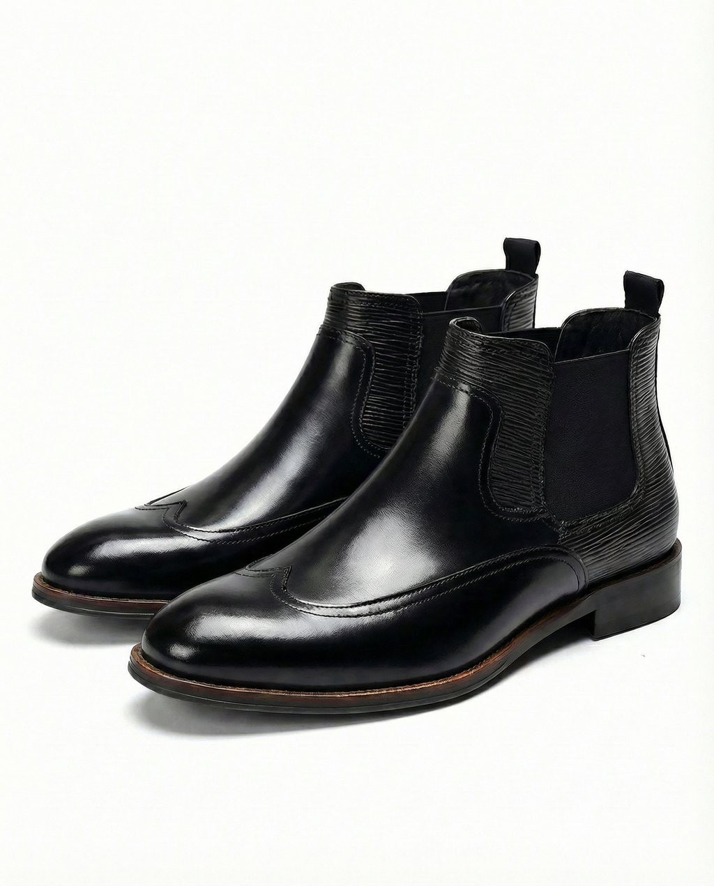 Cowhide Leather Chelsea Boots with Sturdy Sole